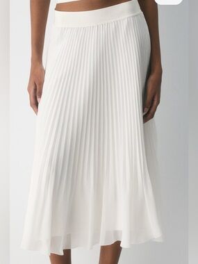 Wilfred White Twirl Pleated Midi Skirt Size M